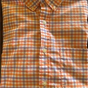 Vineyard Vines Shirt Large Orange Plaid Button Down L/S OTG Performance Brr